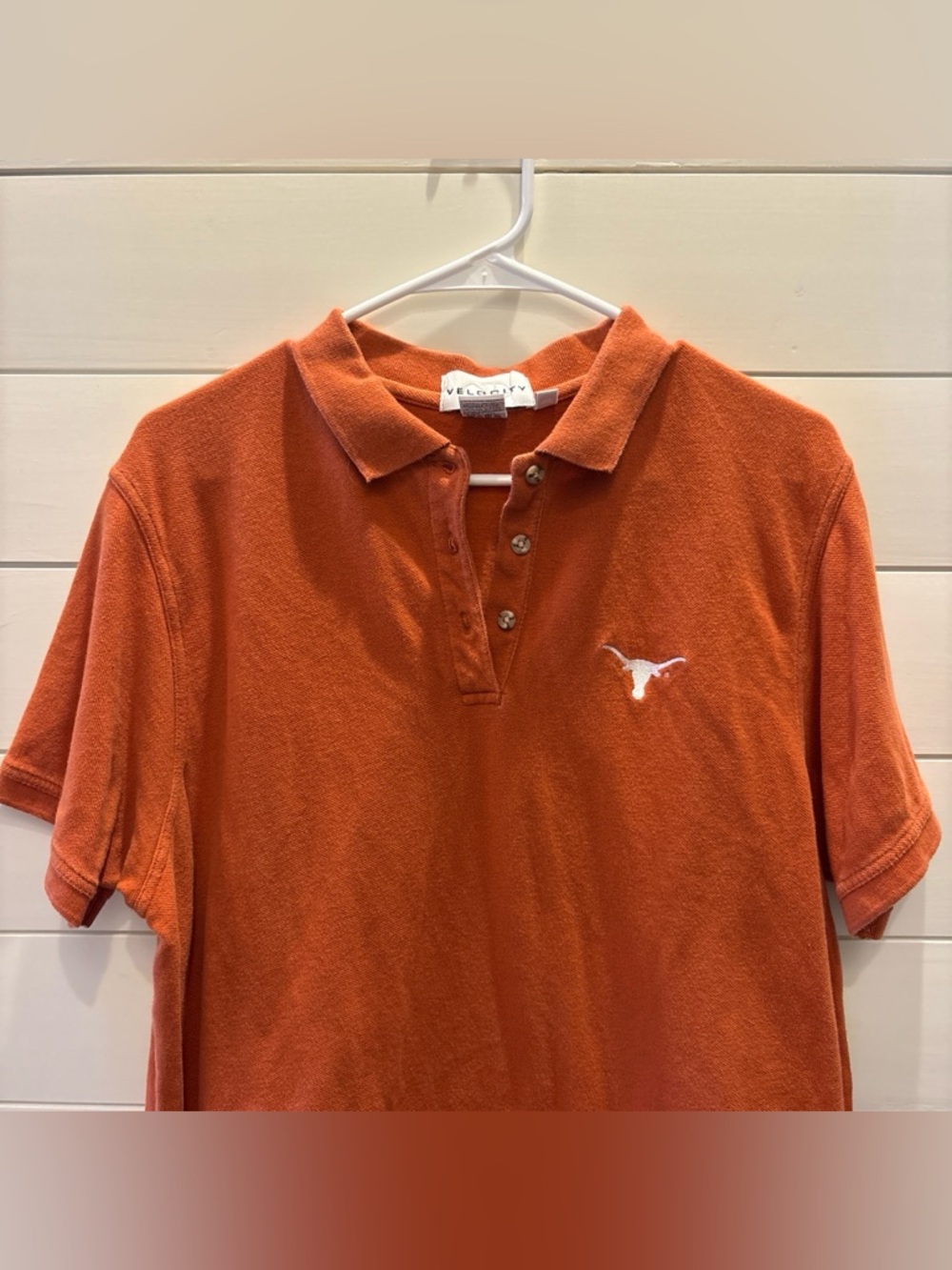 XL Polo in Burnt Orange with Longhorn Embroidery Texas Longhorns Gameday